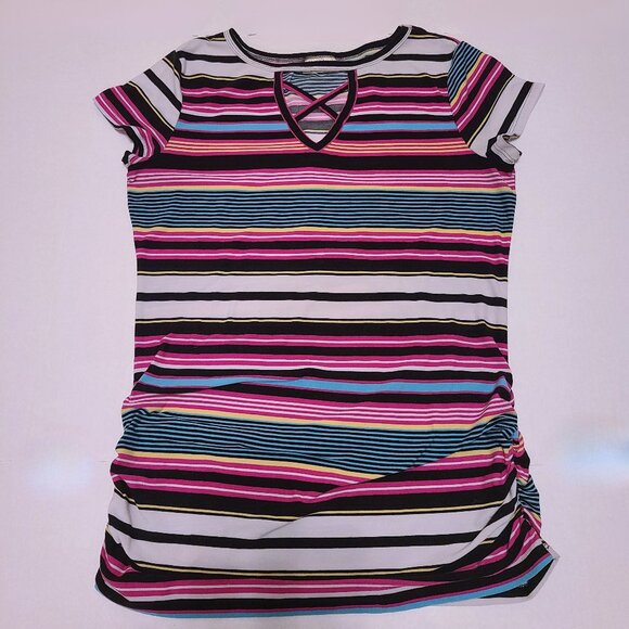 Bobbie Brooks Striped Ruched Tunic Top – Size Large - Picture 6 of 10
